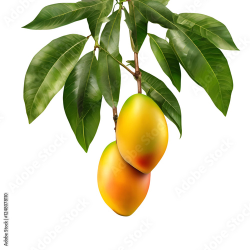 yellow mango on branch