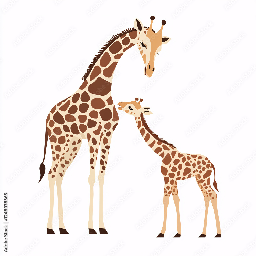 Fototapeta premium Loving Giraffe Mom with Her Calf