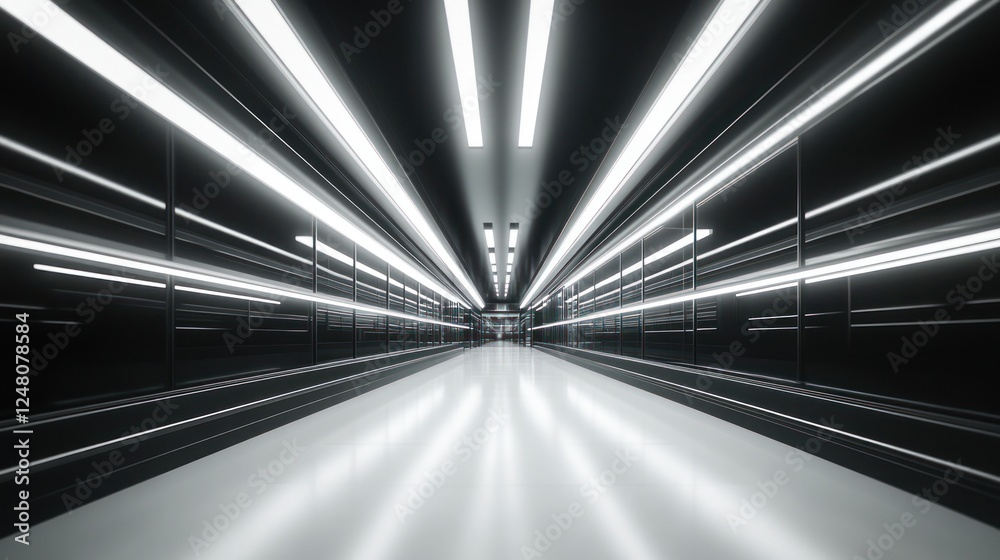 Futuristic Corridor with Bright Lights Futuristic Corridor with Bright Lights