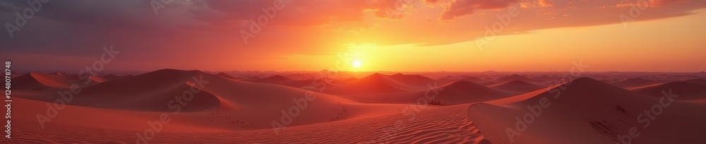 Obraz premium A vast expanse of sand stretches towards the horizon at dusk, sunsets, vast