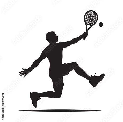 man playing racquetball pose silhouette vector illustration