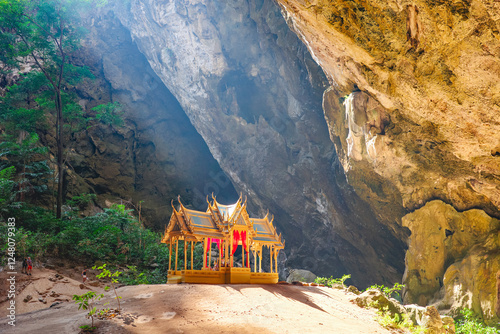 The royal pavilion that located in the cave on top of the mountain. The beautiful Phraya Nakhon cave in Khao Sam Roi Yot National Park, Hua Hin, Thailand is a top tourist attraction