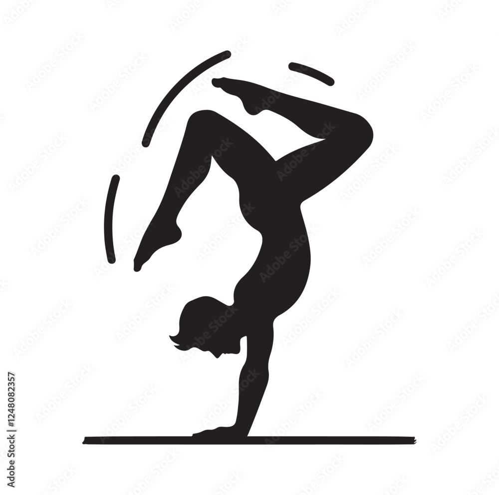 male doing a somersault  silhouette vector illustration