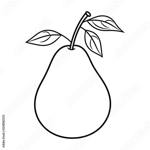 pear fruit line art coloring page vector illustration