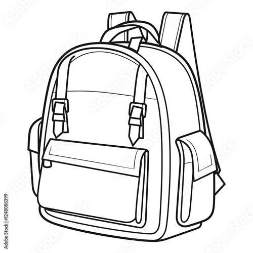 school backpack coloring page vector illustration