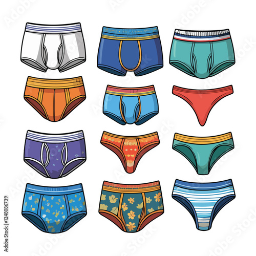 set of vector underwear icon logo line art illustration design, man and woman underwear pants logo design photo