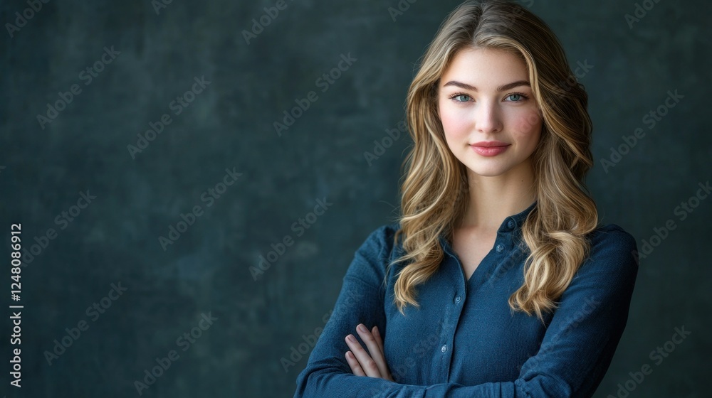 Portrait of a Young Woman in a Blue Shirt Portrait of a Young Woman in a Blue Shirt