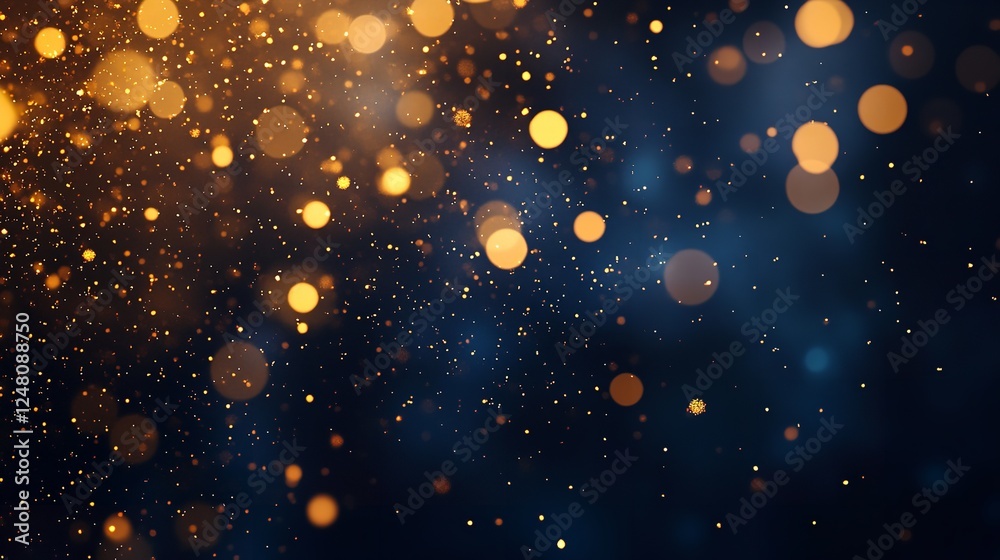 Warm Bokeh Sparkles on a Dreamy Blue Background Warm Bokeh Sparkles on a Dreamy Blue Background