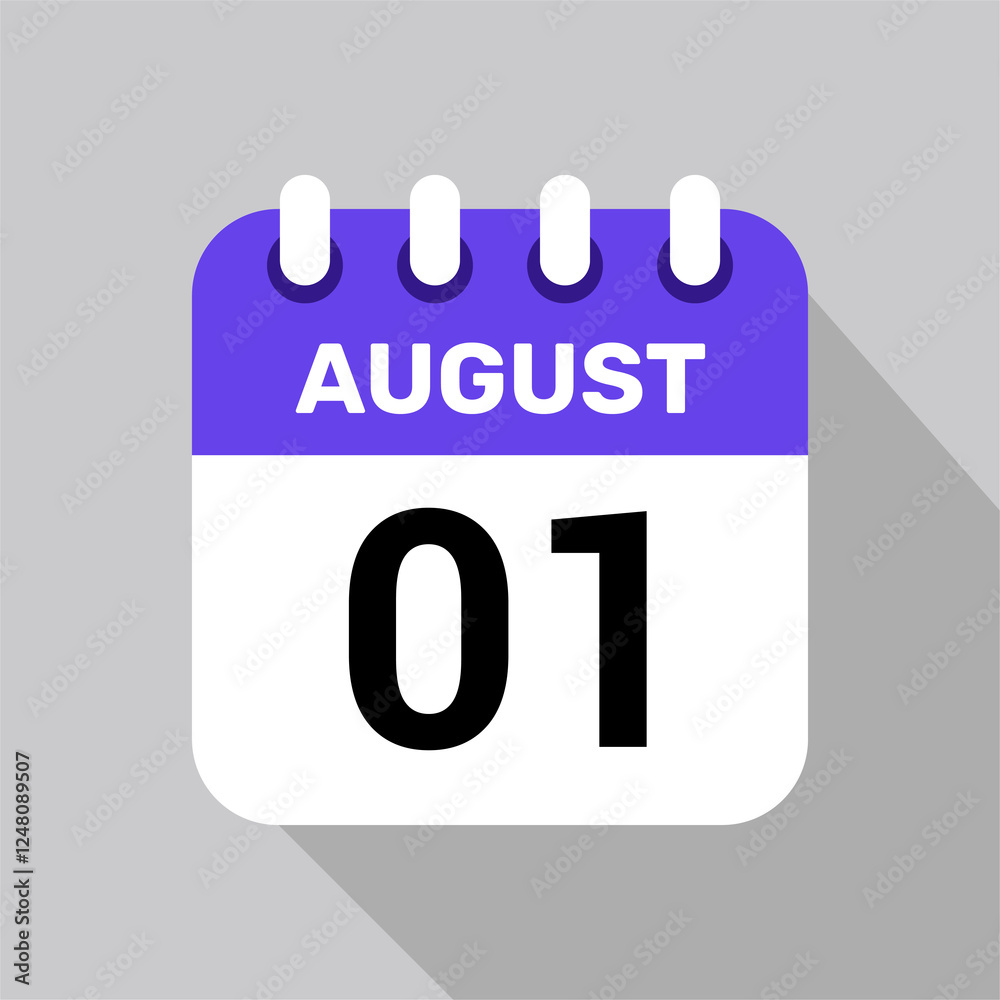 calendar 1 august icon vector for the days of the month and the week on a light background calendar 1 august icon vector for the days of the month and the week on a light background