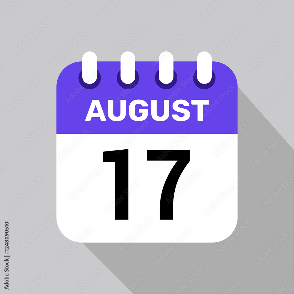 calendar 17 august icon vector for the days of the month and the week on a light background calendar 17 august icon vector for the days of the month and the week on a light background