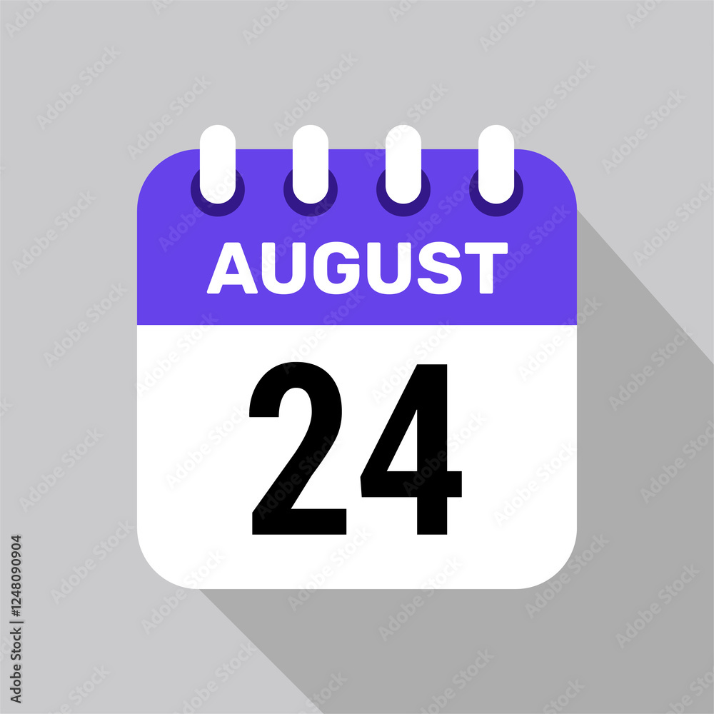 calendar 24 august icon vector for the days of the month and the week on a light background calendar 24 august icon vector for the days of the month and the week on a light background