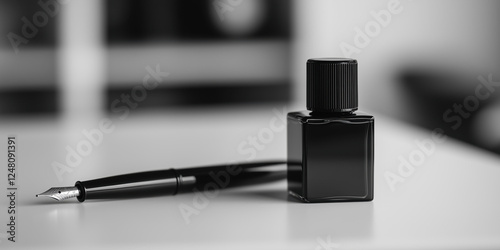 pen and ink bottle set on a minimalist