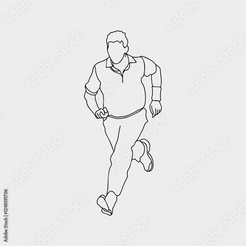 Dynamic One-Line Sketch: Illustration of Legendary Fast Bowler in Action. Cricket bowling drawing in line art Bowler illustration and vector. Bowler bowling in cricket championship sports. Line Art.