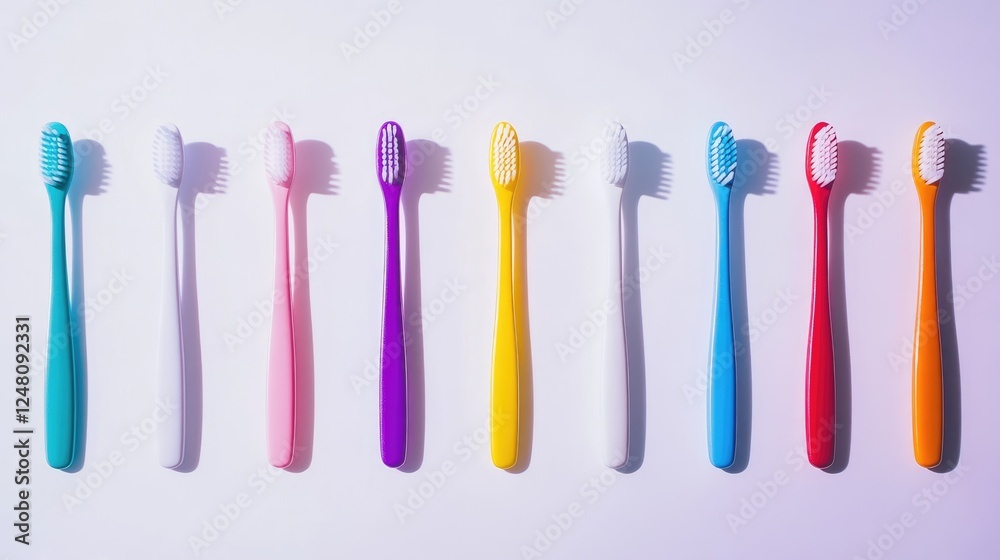 Rainbow of Toothbrushes on White Background Rainbow of Toothbrushes on White Background