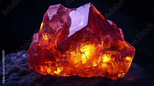 Garnet Glow: A rich red garnet gemstone illuminated against a dark background.