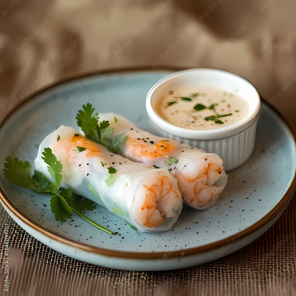 Vietnamese Summer Rolls with Creamy Dipping Sauce Vietnamese Summer Rolls with Creamy Dipping Sauce