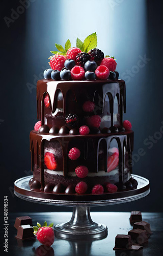 chocolate cake with cherries