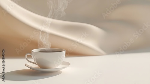 Wallpaper Mural Coffee Cup: A steaming cup of coffee on a white table. Torontodigital.ca