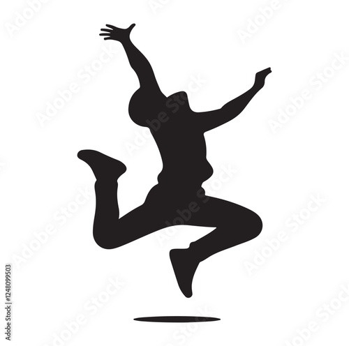 jumping in air pose  silhouette vector illustration