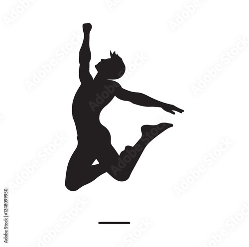 jumping in air pose  silhouette vector illustration