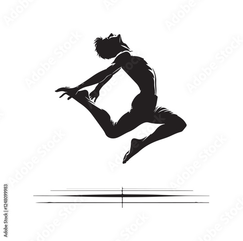 jumping in air pose  silhouette vector illustration