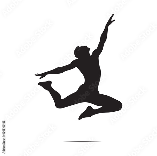 jumping in air pose  silhouette vector illustration