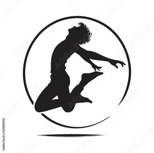 jumping in air pose  silhouette vector illustration