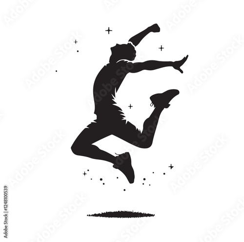 jumping in air pose  silhouette vector illustration