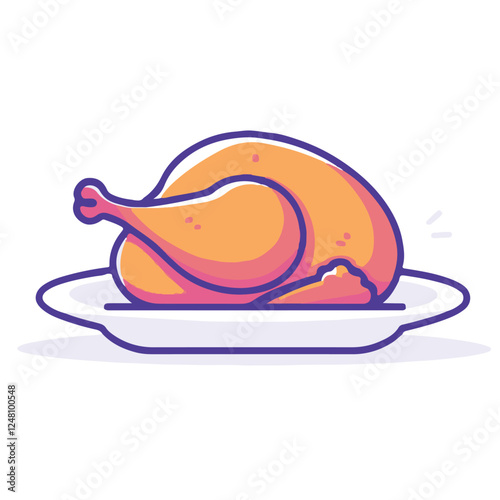 Cartoon icon of a roasted chicken on a platter