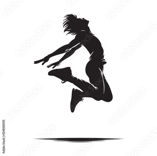 jumping in air pose  silhouette vector illustration