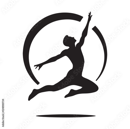 jumping in air pose  silhouette vector illustration
