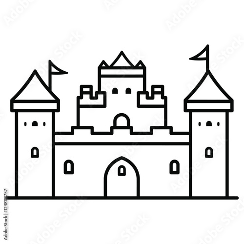 enchanting castle line art coloring page vector illustration