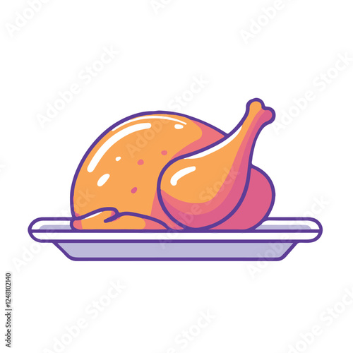 Cartoon icon of a roasted chicken on a platter