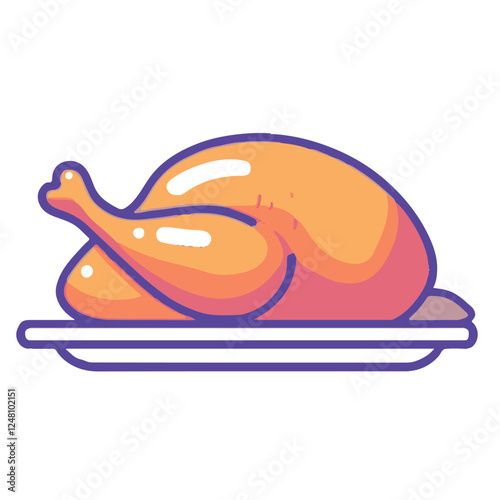 Cartoon icon of a roasted chicken on a platter