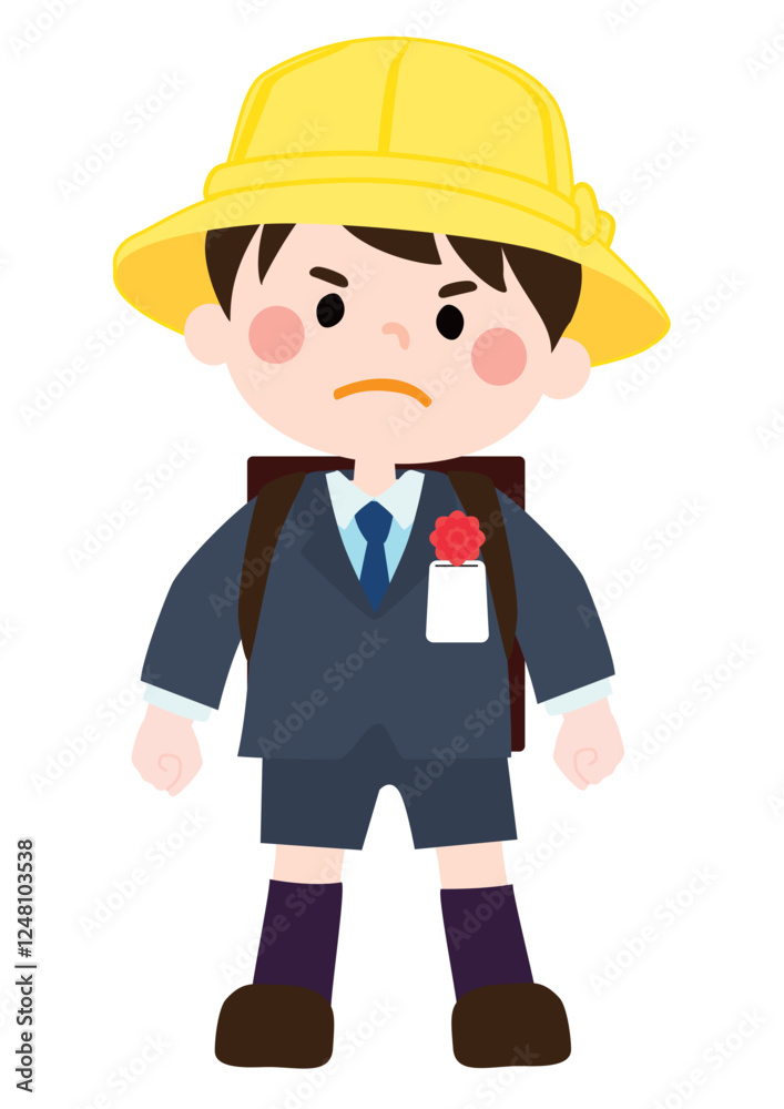 嫌なことはきちんと断るように指導するための1年生のベクターイラスト（男の子）