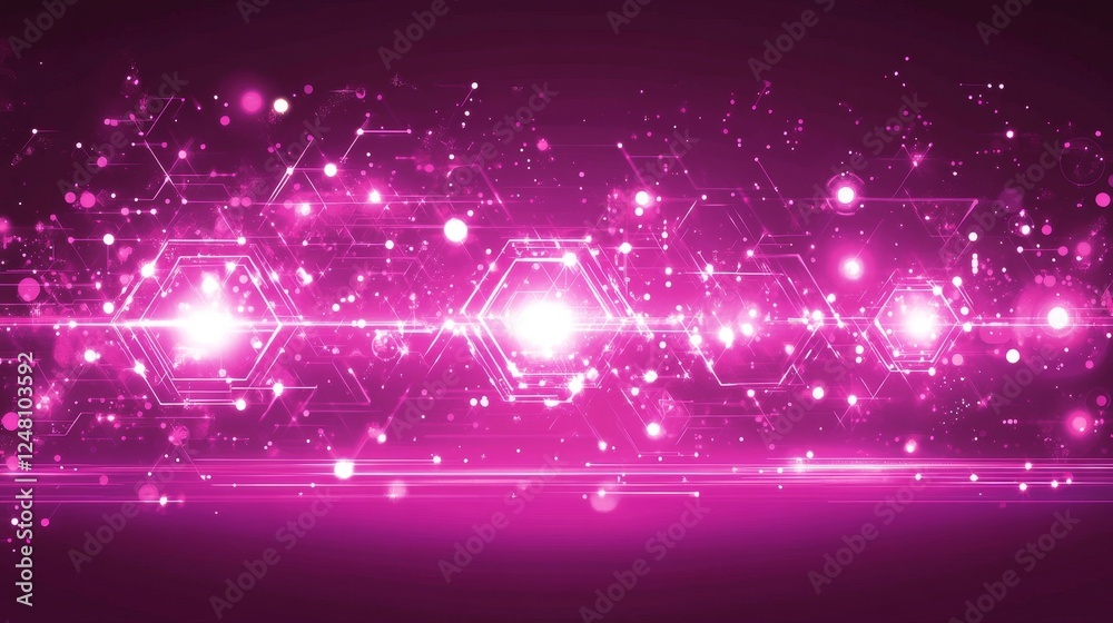 Obraz premium Abstract Pink Energy Burst Glowing Particles Background Digital Art