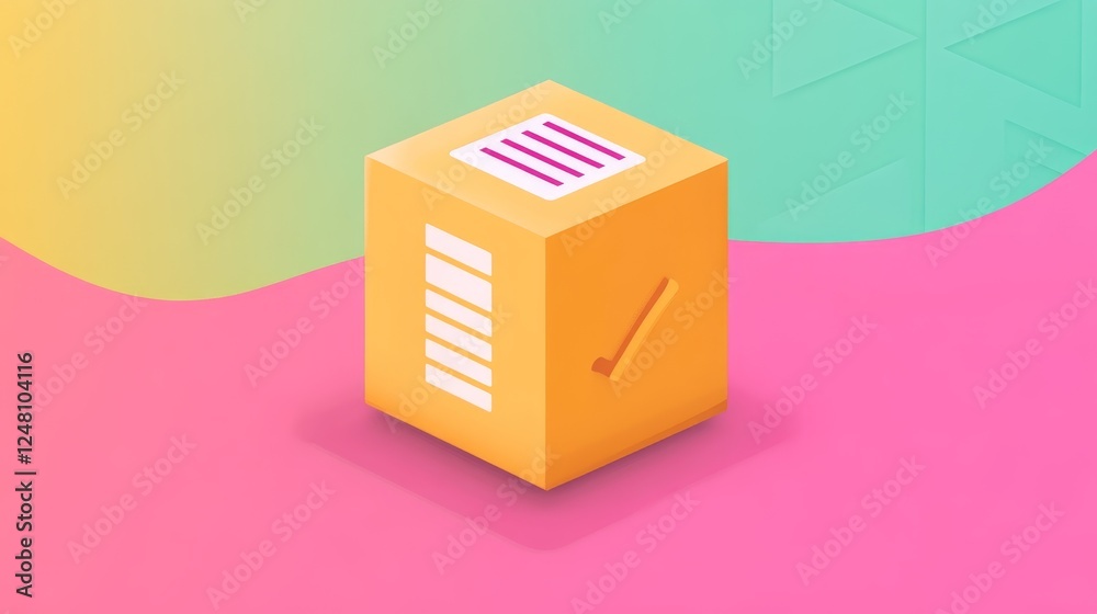 Obraz premium Abstract Isometric Cube Design Checklist Graphic Element for Workflow Process Management