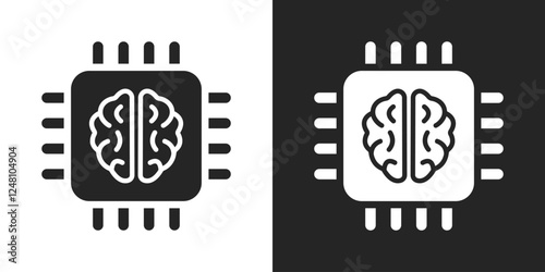 Machine learning CPU black and white icon vector design