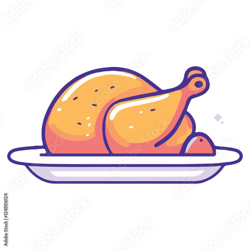 Cartoon icon of a roasted chicken on a platter