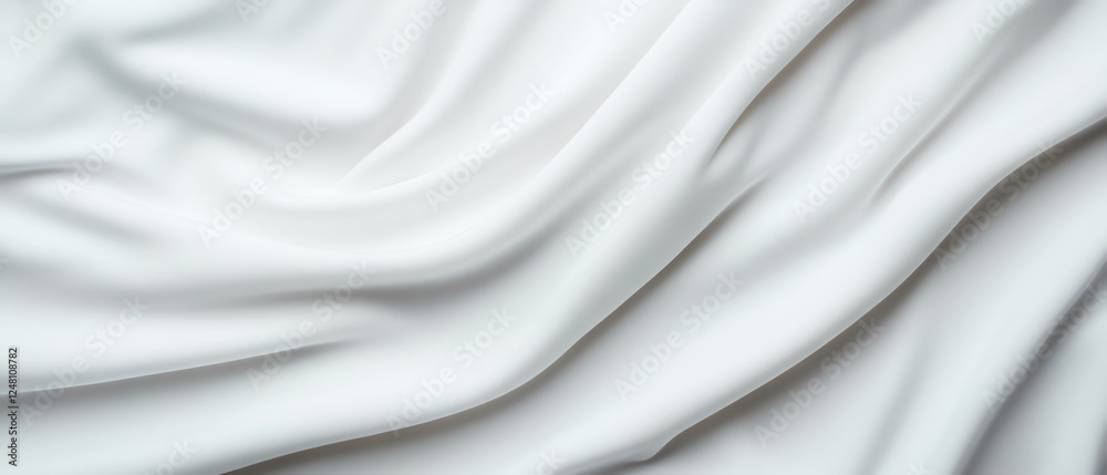 Obraz premium Detailed close-up of soft, flowing white fabric with elegant folds, perfect for backgrounds and textures.