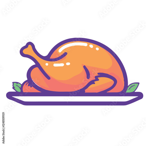 Cartoon icon of a roasted chicken on a platter