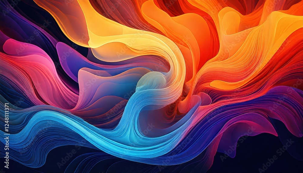 Fototapeta premium Mesmerizing Swirls: An Abstract Dance of Energy and Color with Fluid Shapes and Luminous Hues That Ignite the Imagination, Inviting You to Explore the Depths of Creative Expression.