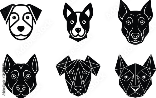 black and white dog icons