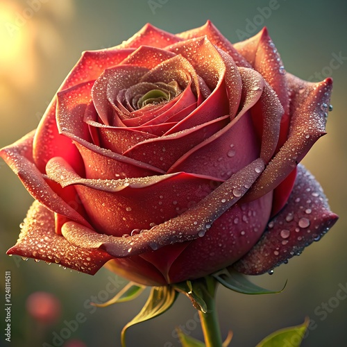 red rose with water drops