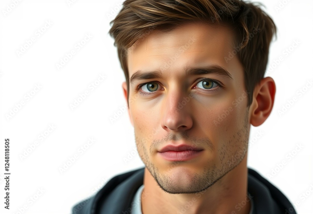 Fototapeta premium Photorealistic half-length male portrait on white background