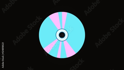 Animated disk icon in y2k style with digital pixel scan effect. Alpha channel