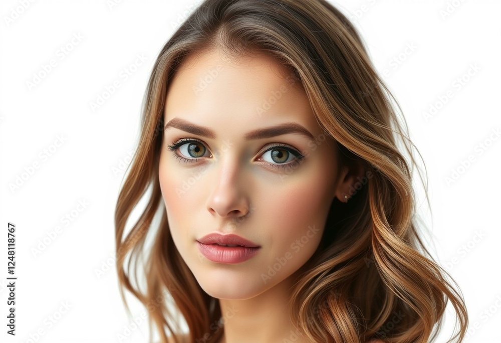Naklejka premium Half-length female portrait on white background