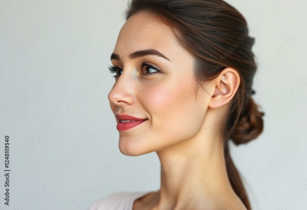 Female portrait in profile view from the side Female portrait in profile view from the side