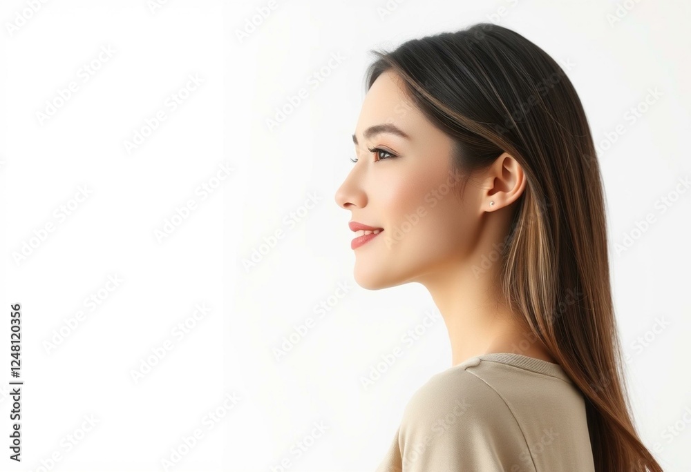 Female portrait in profile orientation, from the side Female portrait in profile orientation, from the side