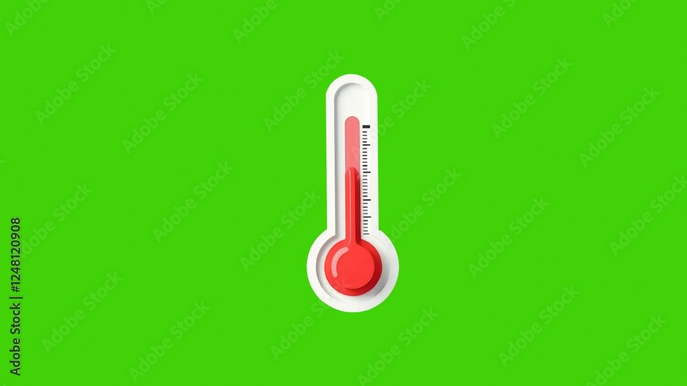 4k animation of thermometer isolated on green background.